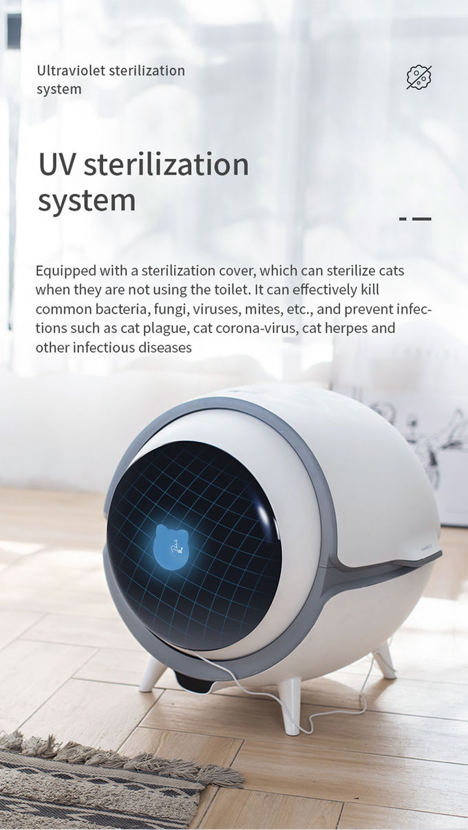 AC 110V App Concrolを持つスマートな自動ペット ネコ用のトイレの自己Cleanning 0
