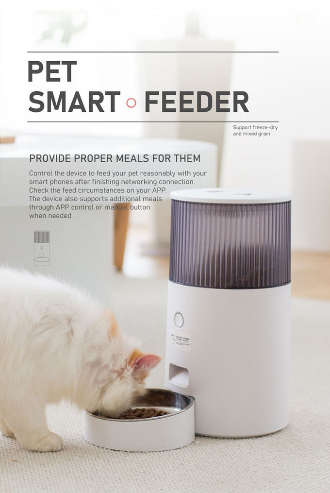 Wifi猫の乾燥した食糧ディスペンサーのAppのリモート・コントロール時限ドッグ フード ディスペンサー 0
