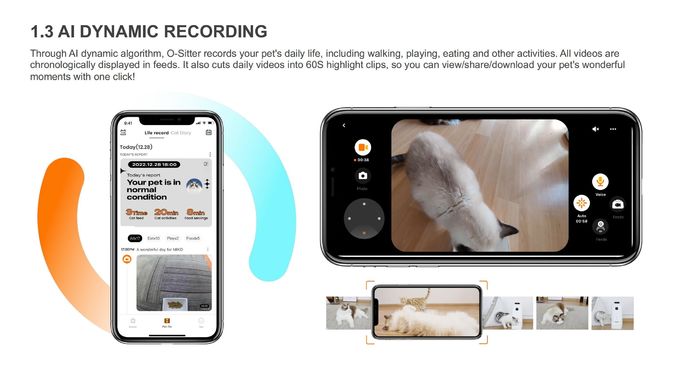 自己App/保安用カメラOEMを持つ猫のための充満移動ペット友達のロボット 1